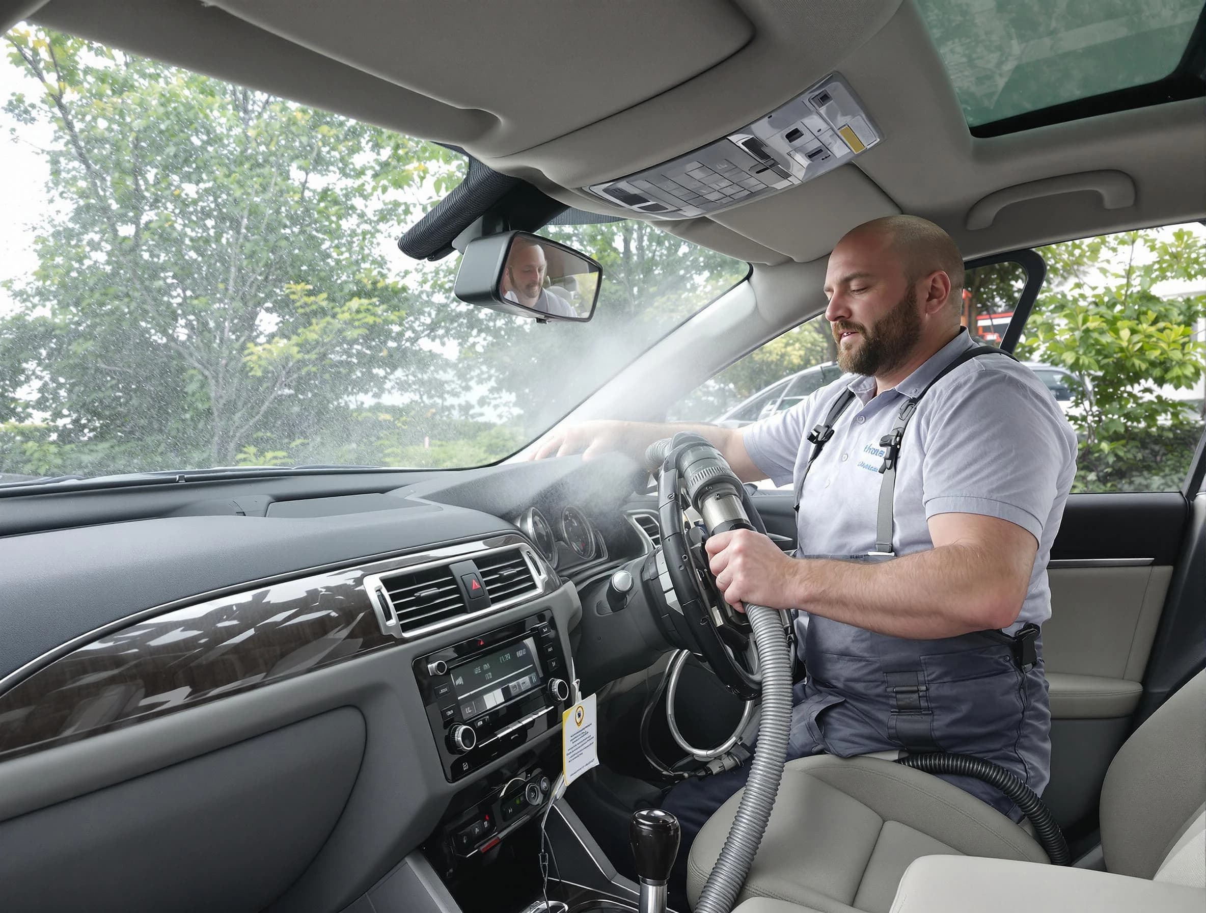 Brentwood Air Duct Cleaning specialist performing professional car duct cleaning in Brentwood