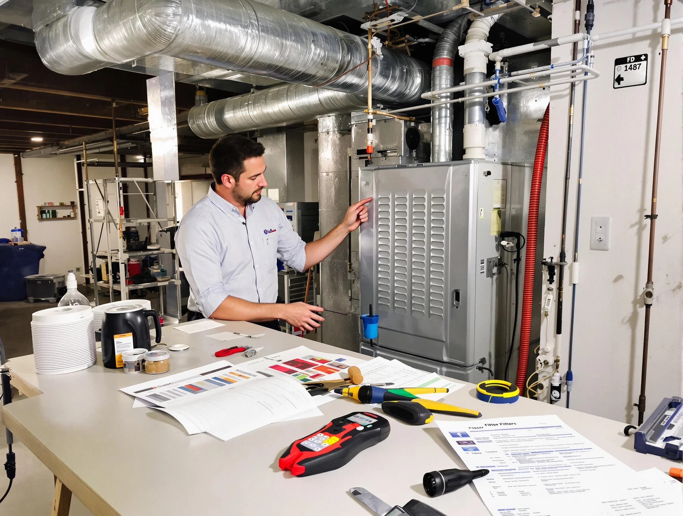 Brentwood Air Duct Cleaning inspector conducting detailed filter system evaluation using professional diagnostic tools in Brentwood