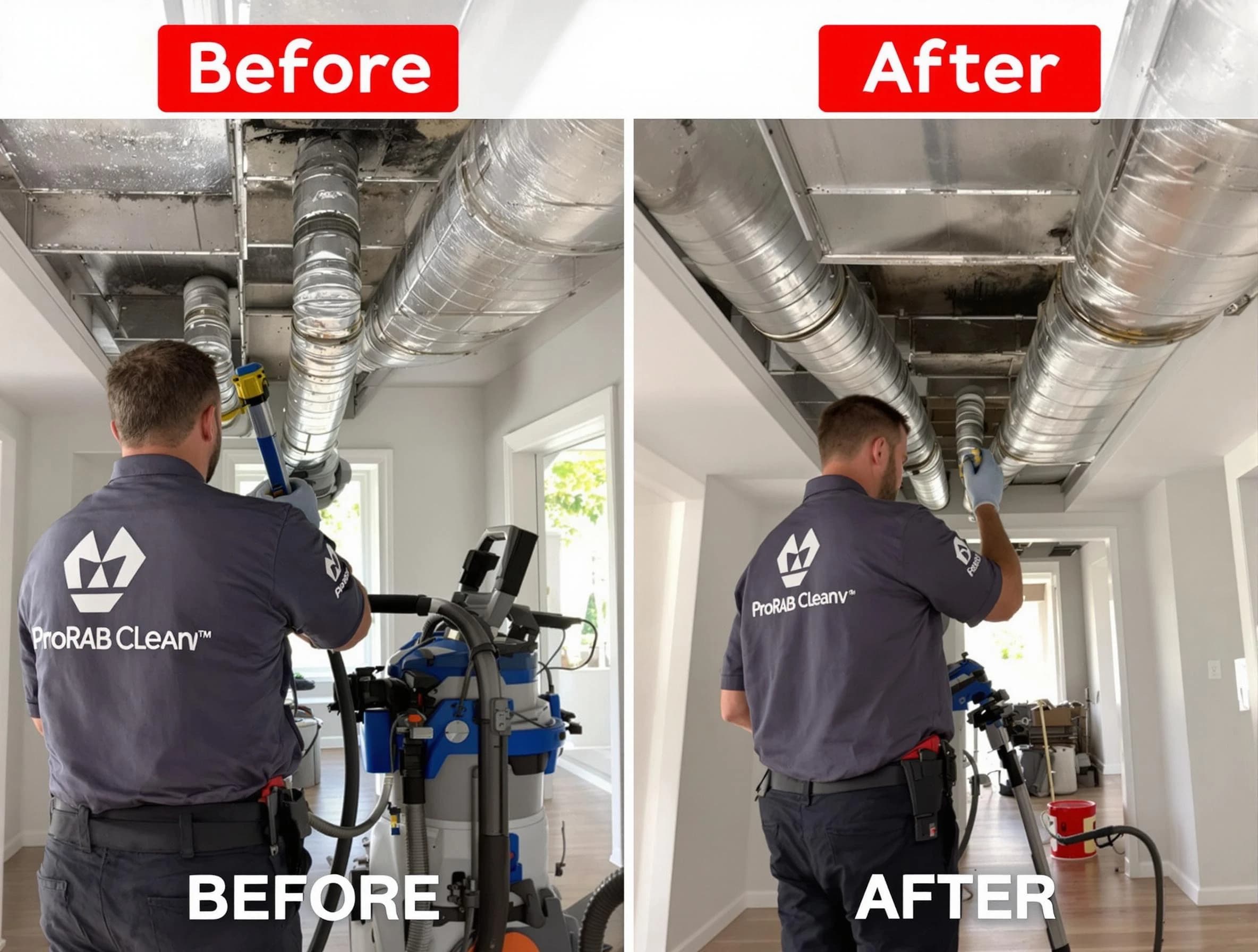 Brentwood Air Duct Cleaning expert performing thorough residential duct cleaning in a Brentwood home