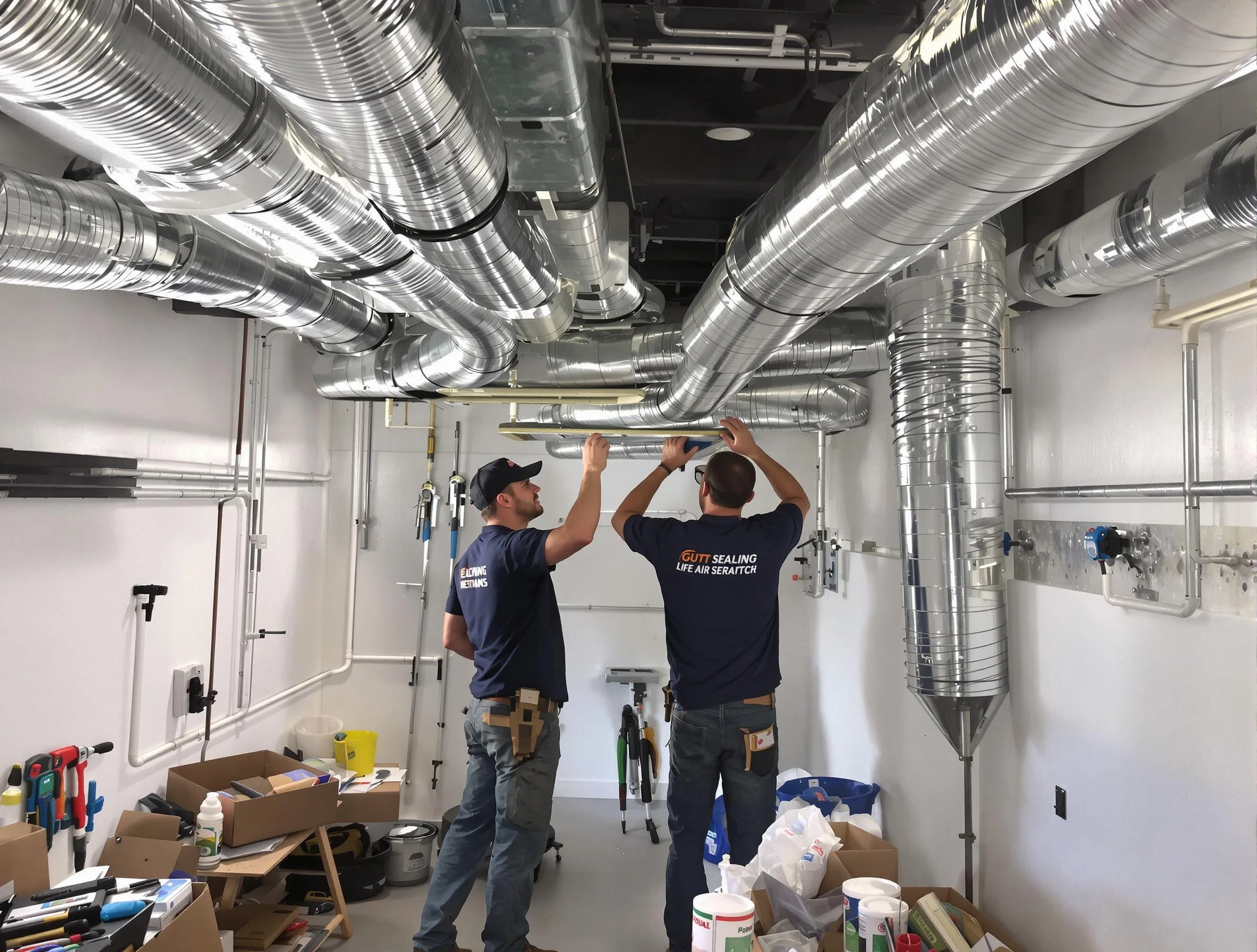 Brentwood Air Duct Cleaning technician applying professional duct sealing solutions in Brentwood